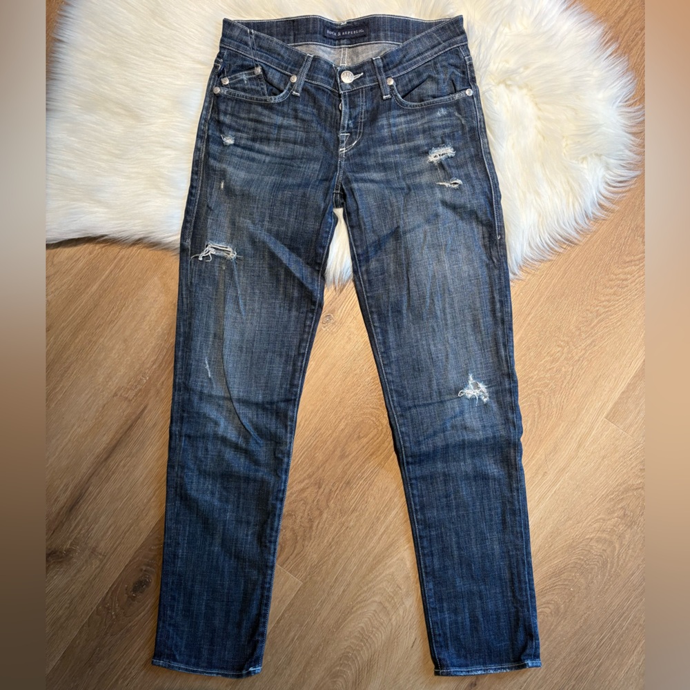 Rock & Republic Blue Boot Cut Jeans with Classic Indigo Wash